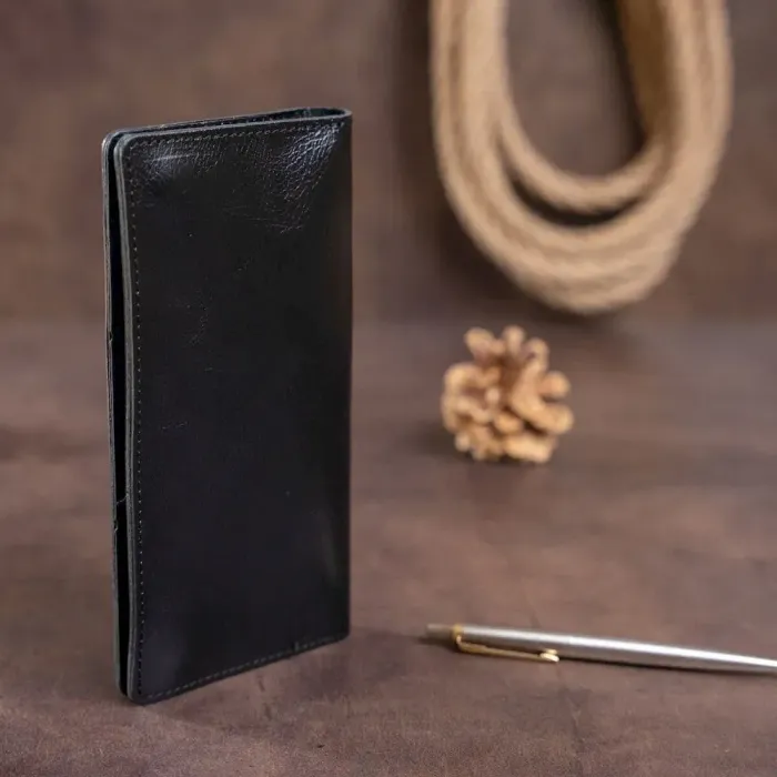 Бумажник мужской вертикальный из кожи алькор SHVIGEL 16195 Черный