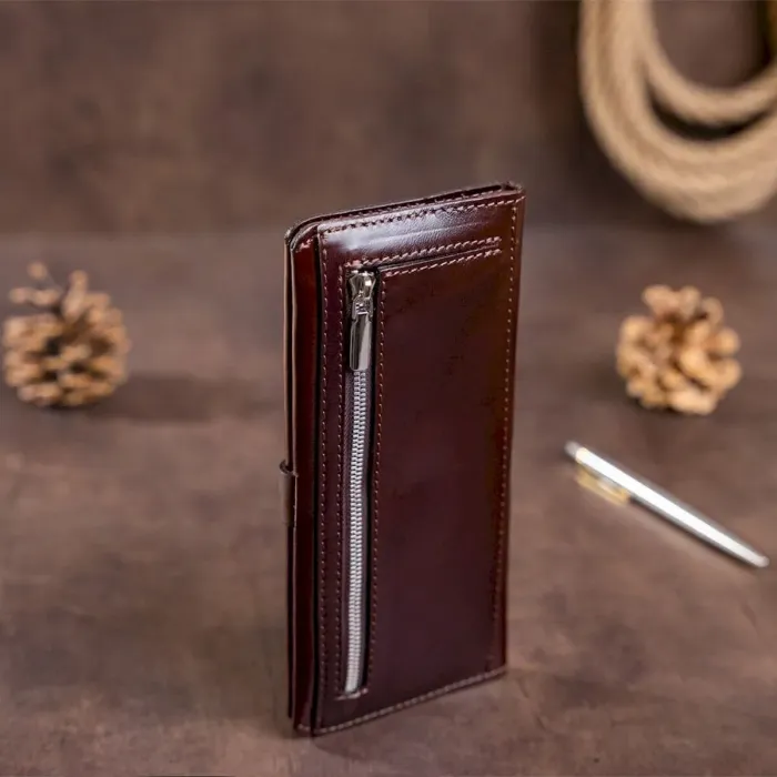 Гаманець вертикальний зі шкіри алькор SHVIGEL 16202 Коричневий