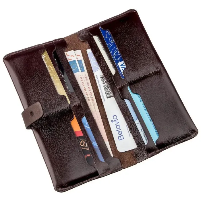 Гаманець вертикальний зі шкіри алькор SHVIGEL 16202 Коричневий