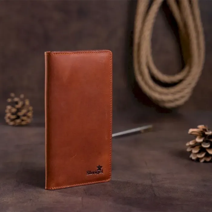 Гаманець чоловічий вертикальний матовий SHVIGEL 16199 Рудий