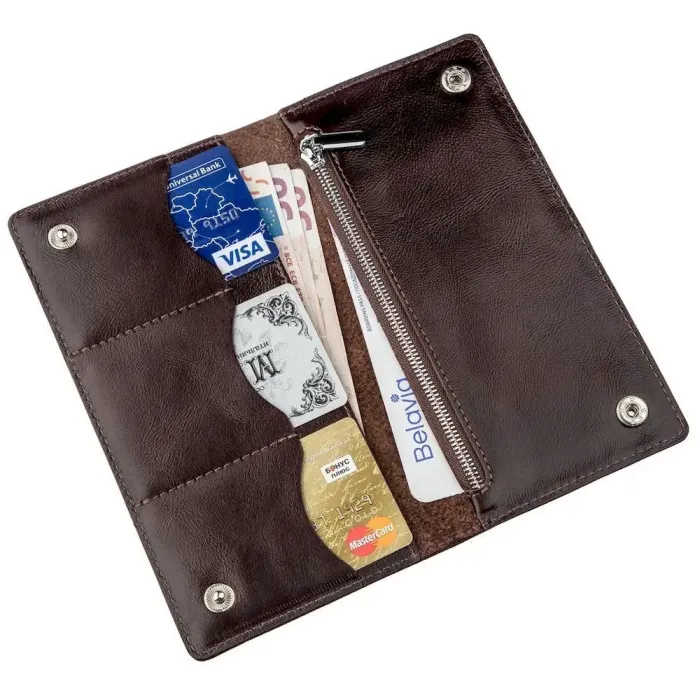 Бумажник мужской вертикальный на двух кнопках SHVIGEL 16193 Коричневый