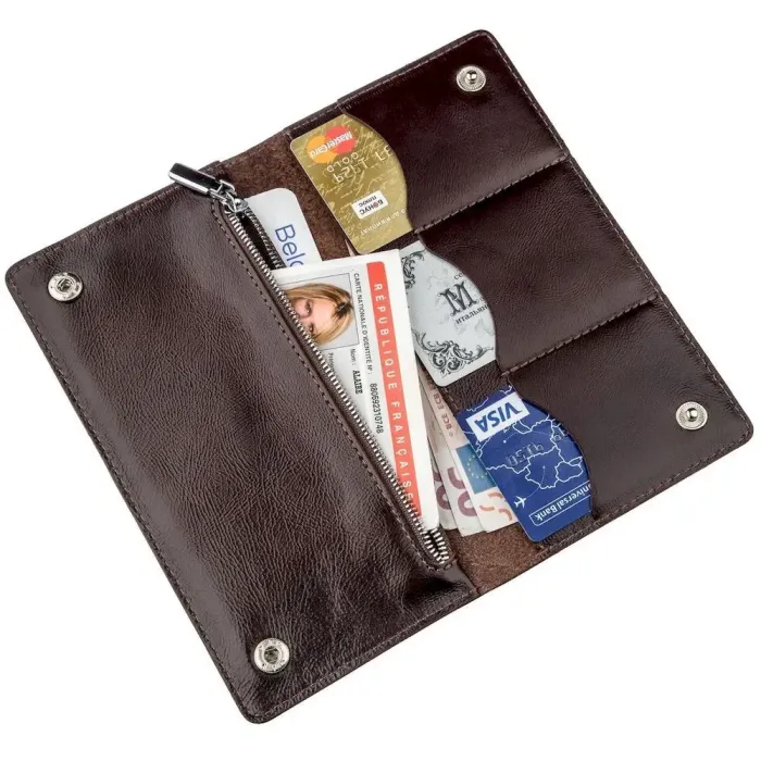 Бумажник мужской вертикальный на двух кнопках SHVIGEL 16193 Коричневый