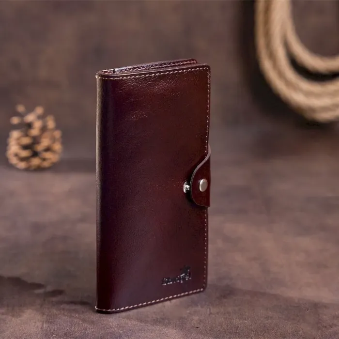 Бумажник мужской вертикальный на кнопках SHVIGEL 16175 Коричневый