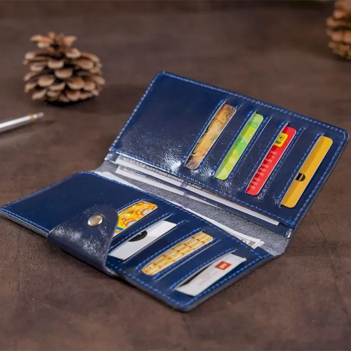 Бумажник унисекс из кожи алькор на кнопках SHVIGEL 16170 Синий