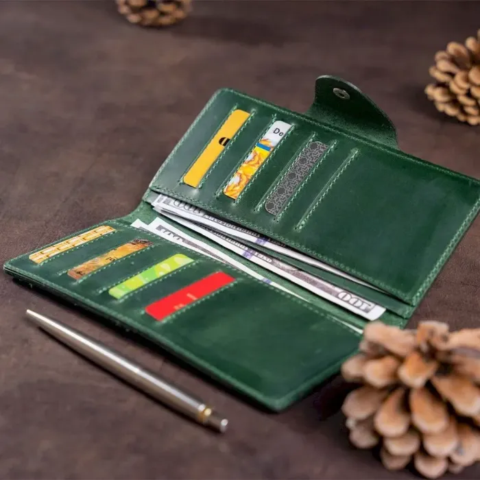 Гаманець унісекс із вінтажної шкіри SHVIGEL 16168 Зелений