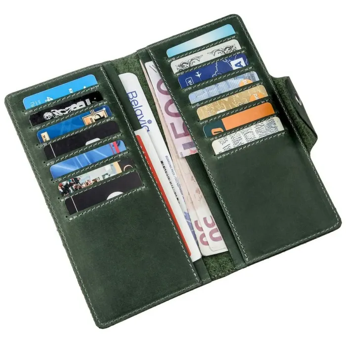 Гаманець унісекс із вінтажної шкіри SHVIGEL 16168 Зелений