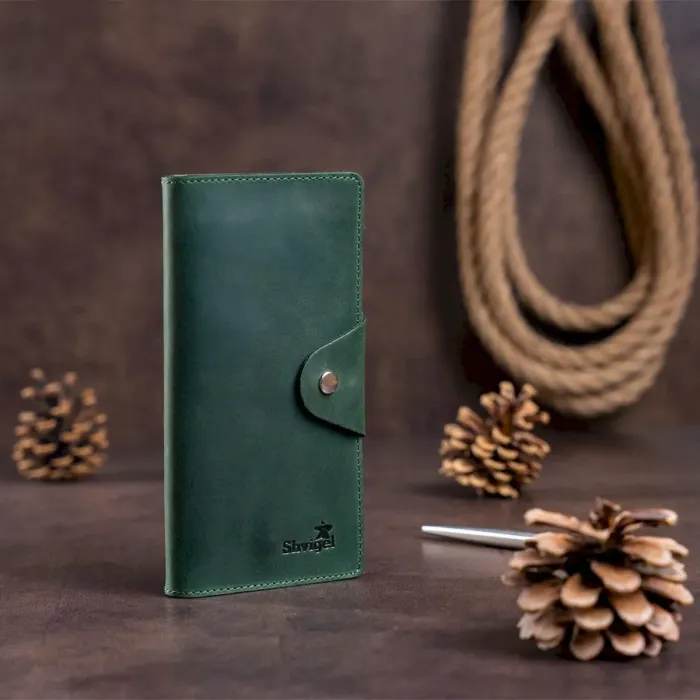 Гаманець унісекс із вінтажної шкіри SHVIGEL 16168 Зелений