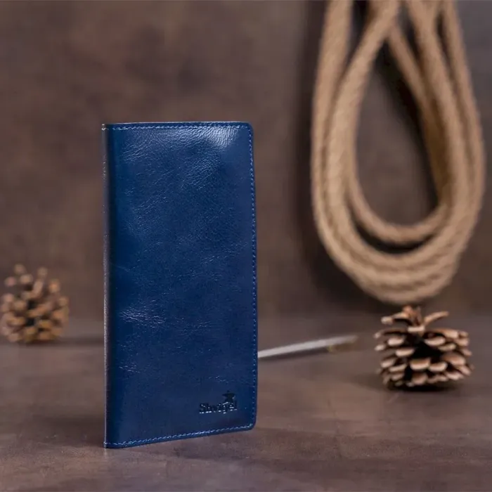 Бумажник унисекс на кнопках кожаный SHVIGEL 16192 Синий