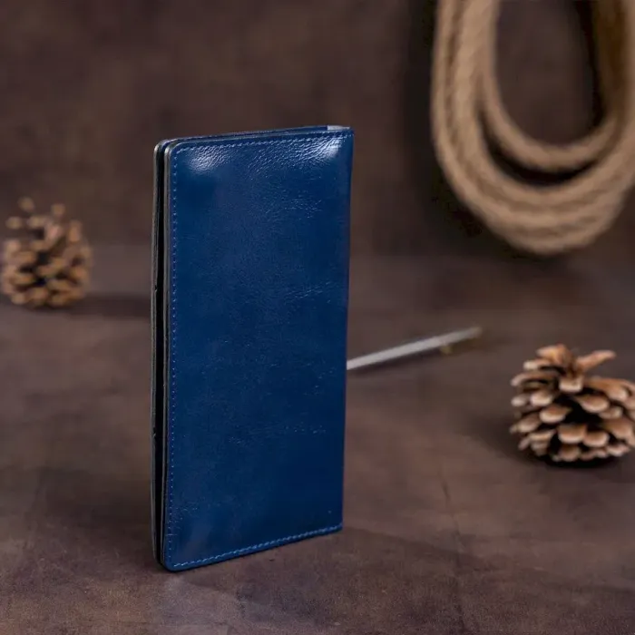 Бумажник унисекс на кнопках кожаный SHVIGEL 16192 Синий