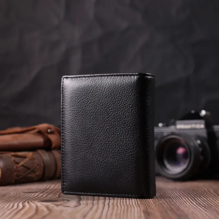 Гаманець вертикального формату з натуральної шкіри ST Leather 22474 Чорний