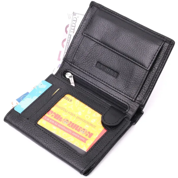 Гаманець вертикального формату з натуральної шкіри ST Leather 22474 Чорний