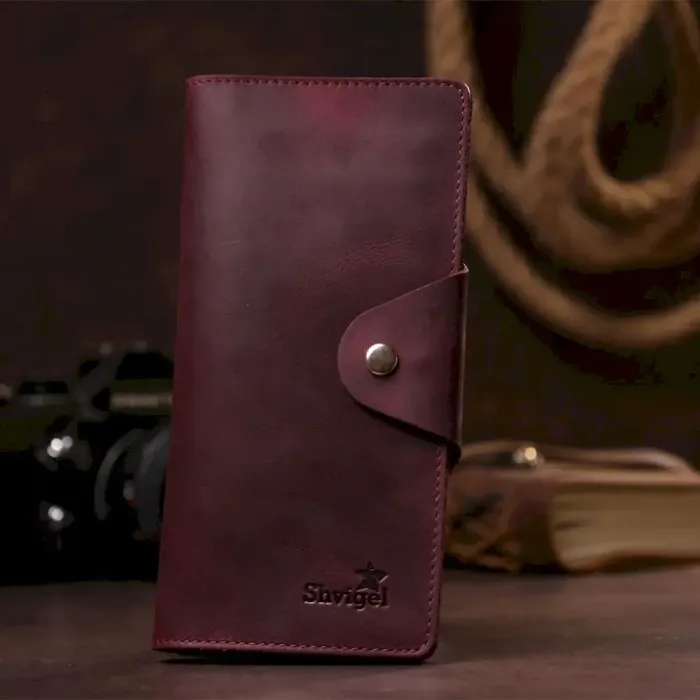 Бумажник женский из винтажной кожи SHVIGEL 16166 Бордовый