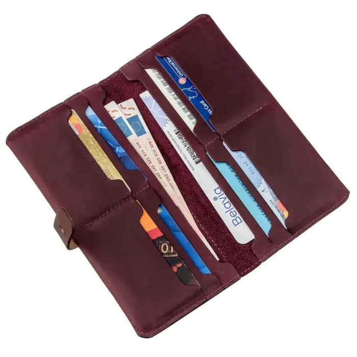 Бумажник женский из винтажной кожи SHVIGEL 16205 Бордовый