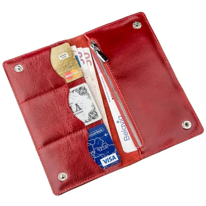 Гаманець жіночий вертикальний зі шкіри алькор SHVIGEL 16194 Червоний