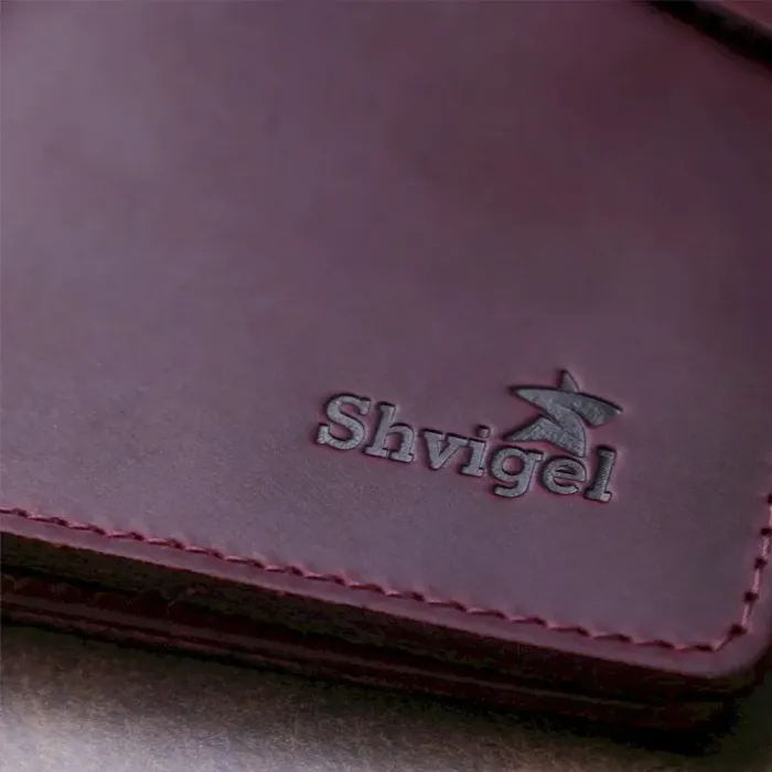 Бумажник женский вертикальный из винтажной кожи на кнопках SHVIGEL 16178 Бордовый