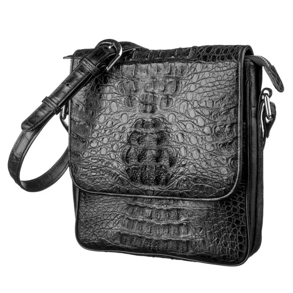 Сумка чоловіча CROCODILE LEATHER 18021 із натуральної шкіри крокодила Чорна