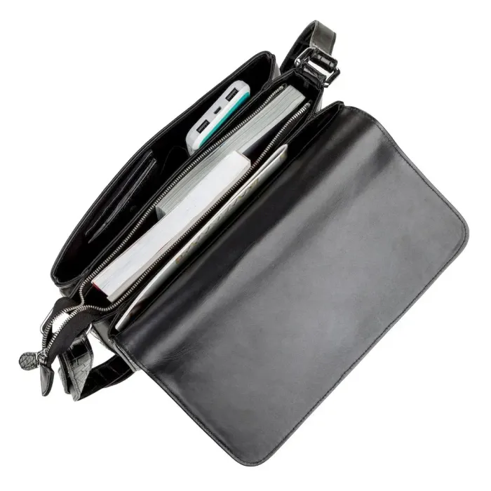 Сумка CROCODILE LEATHER 18020 із натуральної шкіри крокодила Чорна