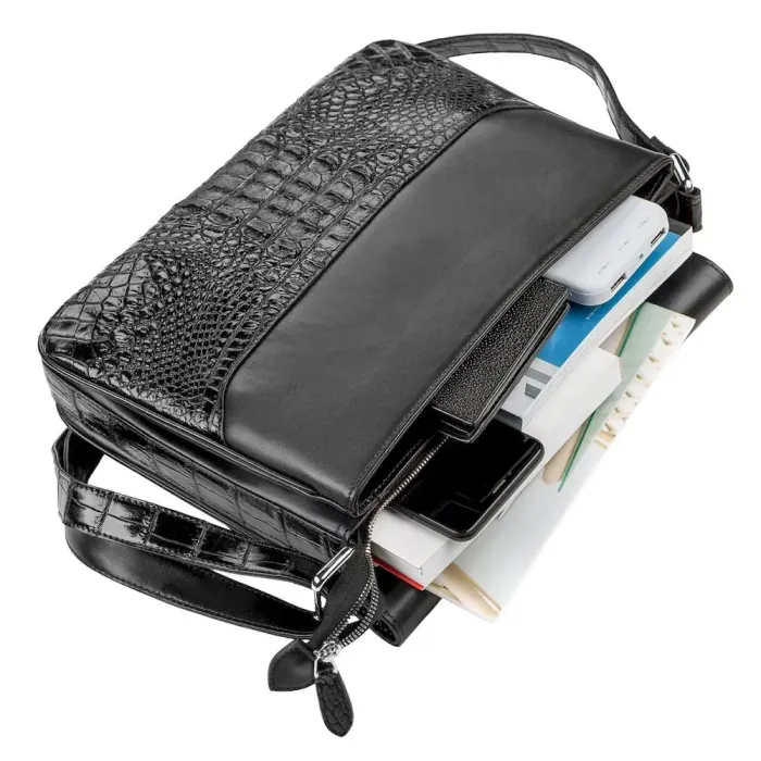 Сумка CROCODILE LEATHER 18020 із натуральної шкіри крокодила Чорна