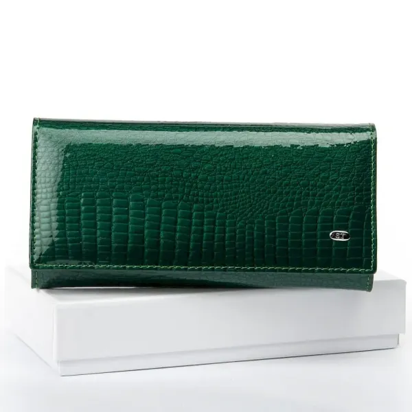 Жіночий гаманець LR шкіряний-лак Sergio Torretti W501 dark-green