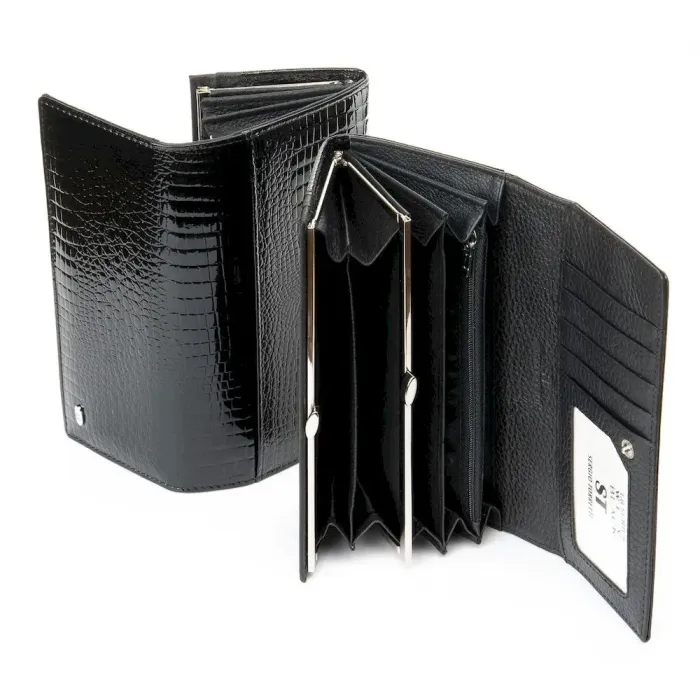 Жіночий гаманець LR шкіряний-лак Sergio Torretti W1-V black