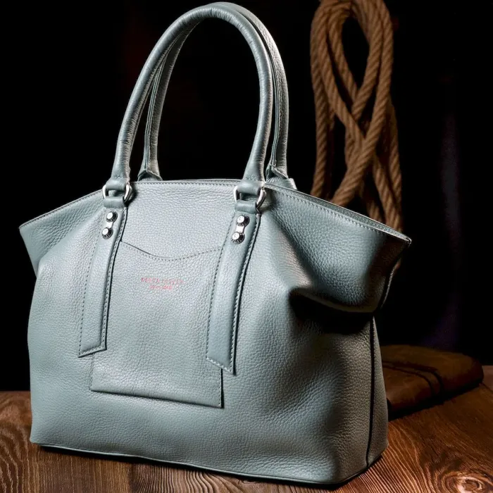 Деловая кожаная женская сумка KARYA 20888 Бирюзовый