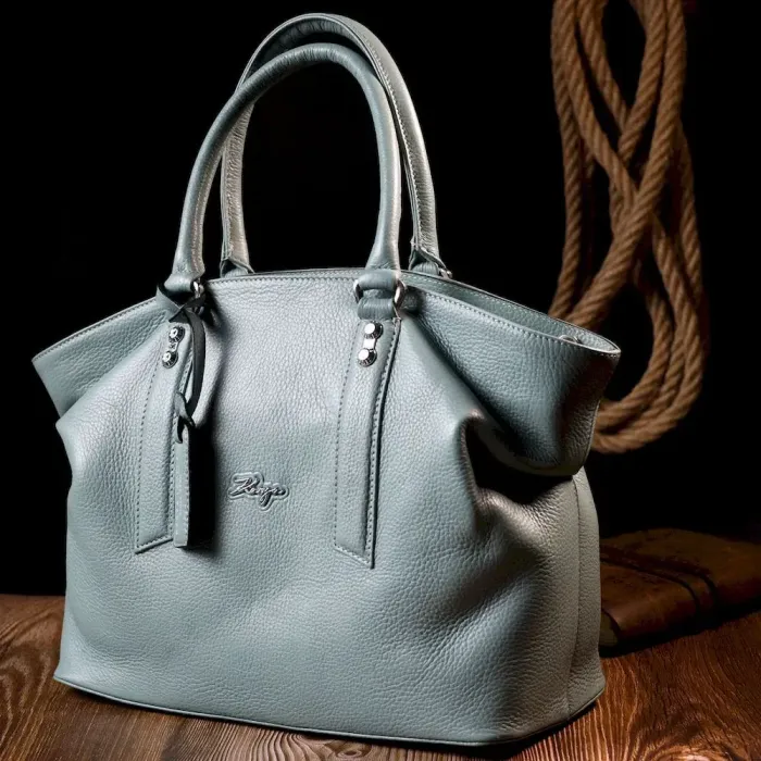 Деловая кожаная женская сумка KARYA 20888 Бирюзовый