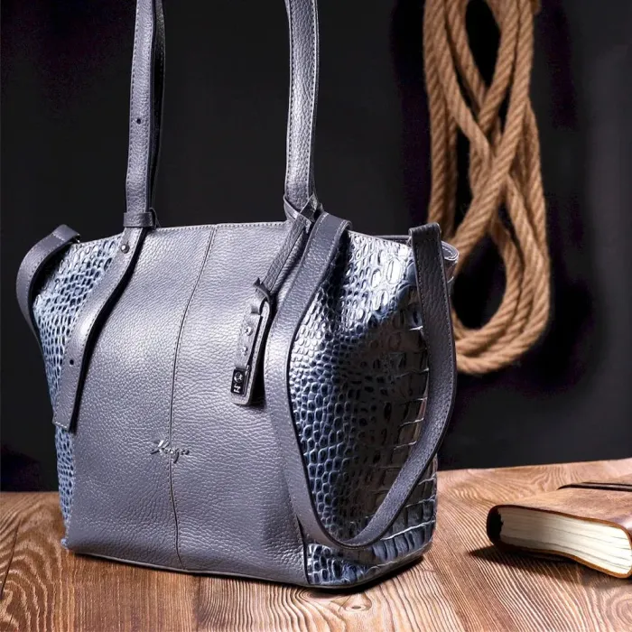 Ділова сумка KARYA 20833 шкіряна Сірий