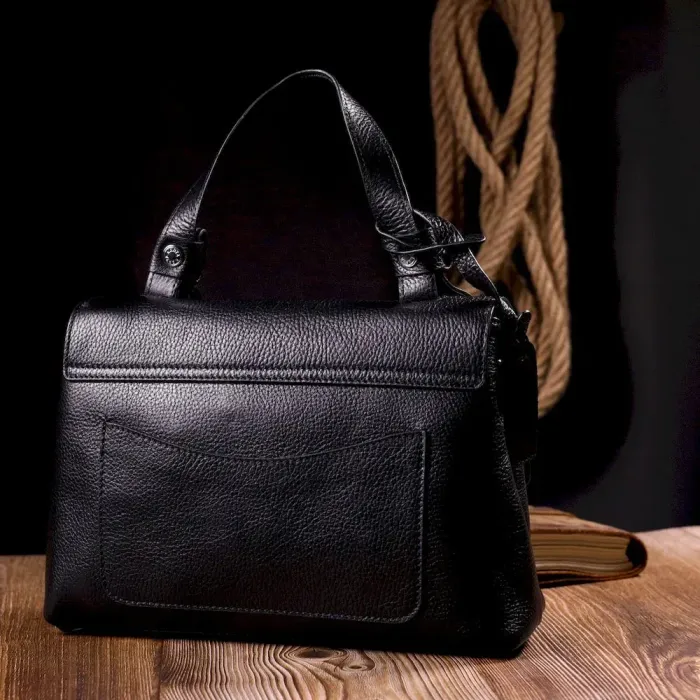 Деловая женская сумка KARYA 20892 кожаная Черный