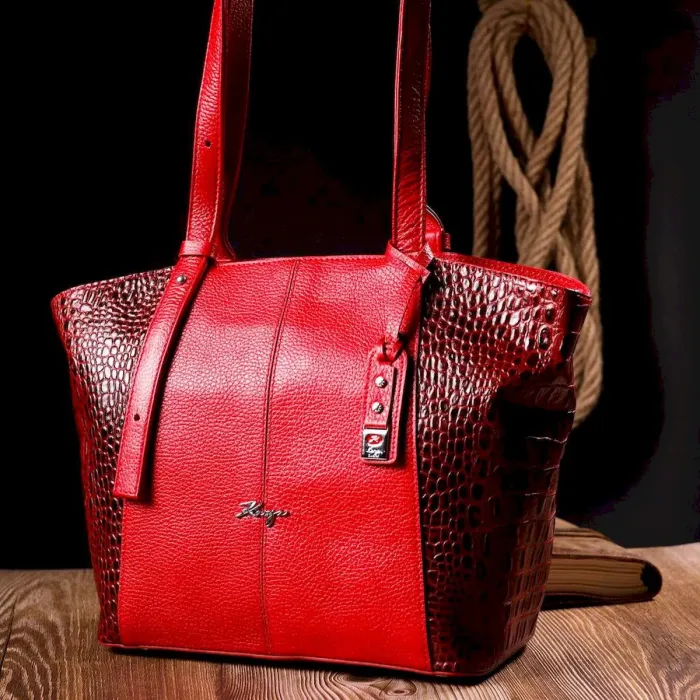 Ділова сумка з ручками KARYA 20875 шкіряна Червоний