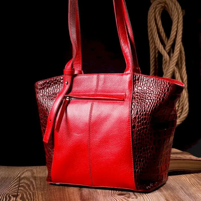 Ділова сумка з ручками KARYA 20875 шкіряна Червоний