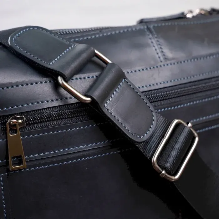 Деловая мужская кожаная сумка на плечо SHVIGEL 11246 Черная