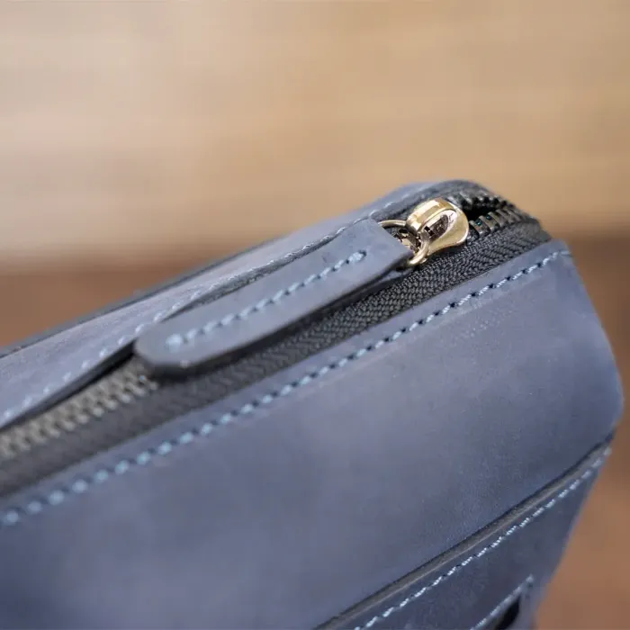 Ділова чоловіча шкіряна сумка на плече SHVIGEL 11249 Синя