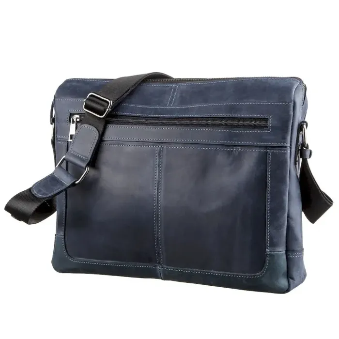Ділова чоловіча шкіряна сумка на плече SHVIGEL 11249 Синя
