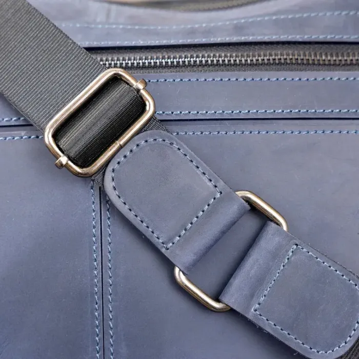 Ділова чоловіча шкіряна сумка на плече SHVIGEL 11249 Синя