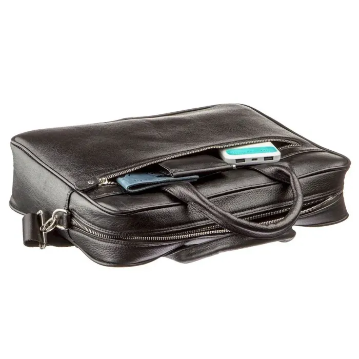 Ділова чоловіча сумка зі шкіри KARYA 17284 Чорна