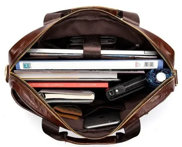 Ділова чоловіча сумка із зернистої шкіри Vintage 14836 Коричнева