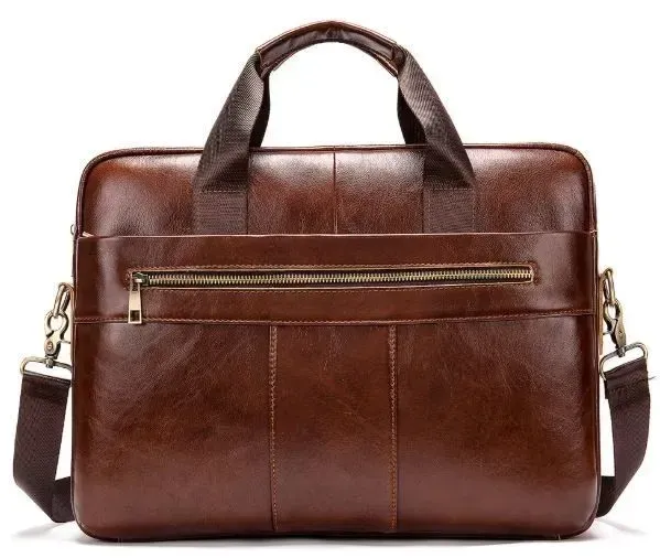 Ділова чоловіча сумка із зернистої шкіри Vintage 14836 Коричнева