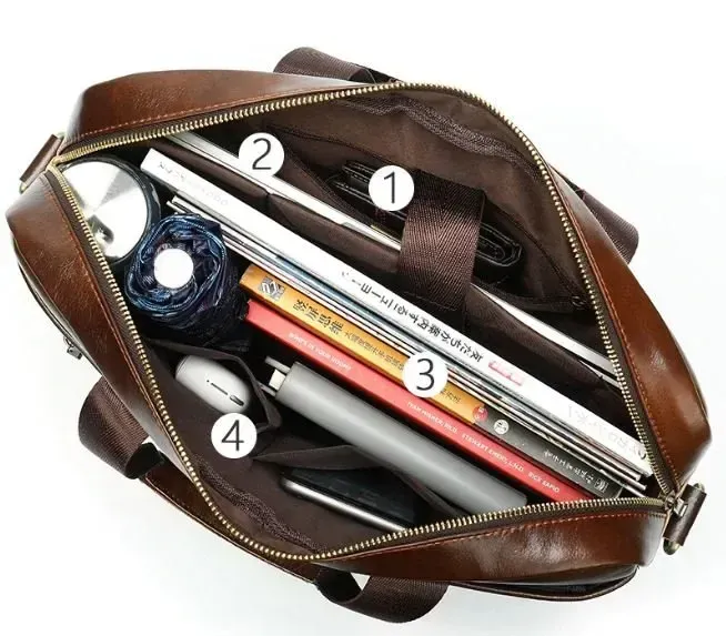 Ділова чоловіча сумка із зернистої шкіри Vintage 14837 Коричнева