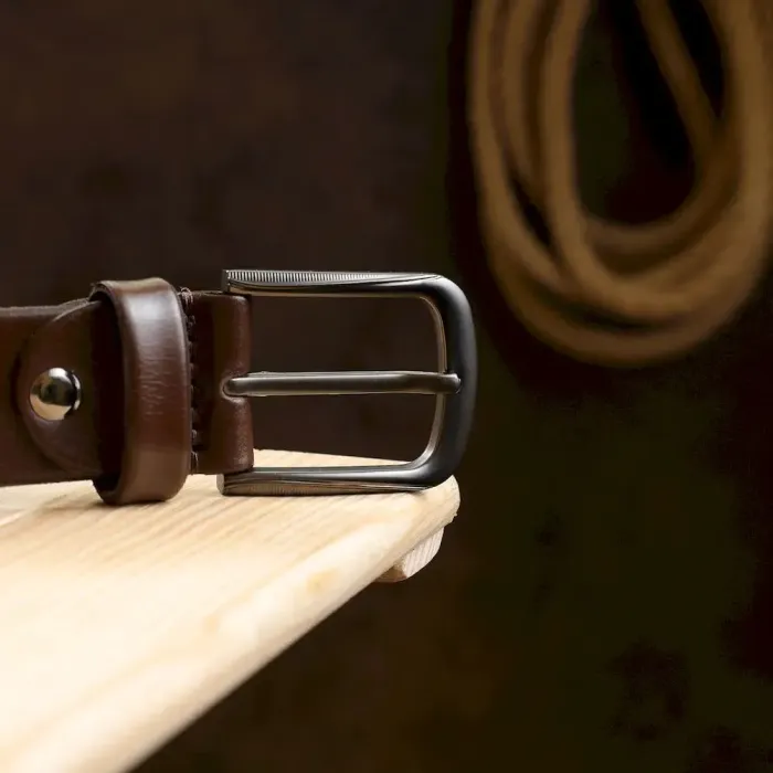 Добротный кожаный мужской ремень Vintage 20709 Коричневый