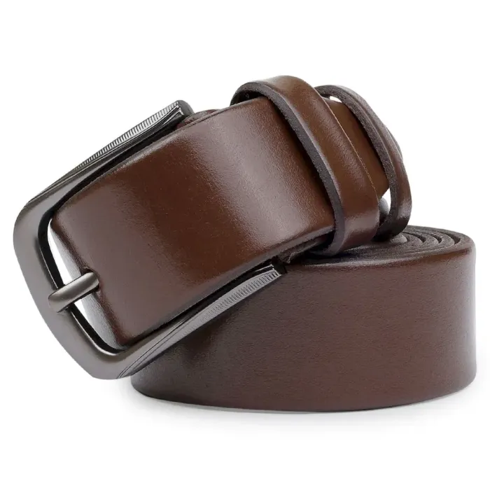 Добротный кожаный мужской ремень Vintage 20709 Коричневый