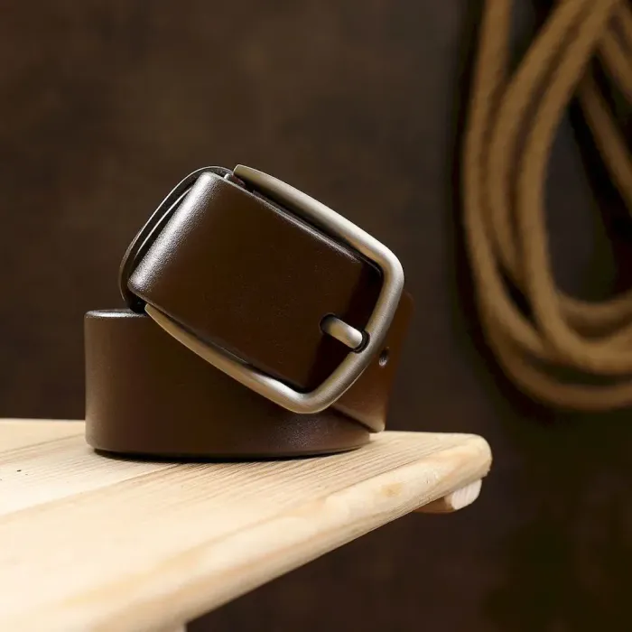 Добротный кожаный мужской ремень Vintage 20742 Коричневый