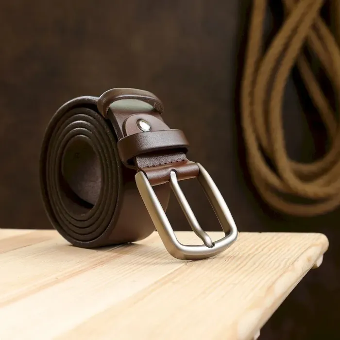 Добротный кожаный мужской ремень Vintage 20742 Коричневый