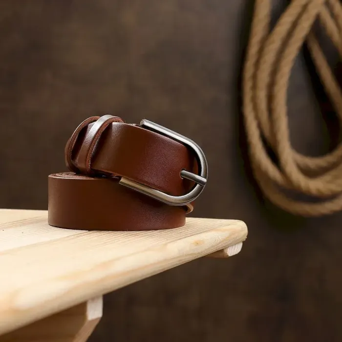 Добротный кожаный ремень Vintage 20793 Коричневый