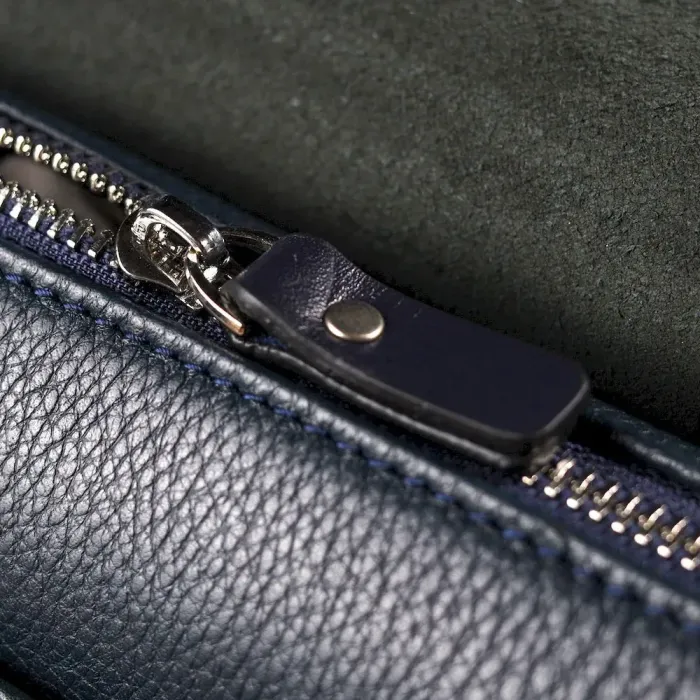 Добротный мужской клатч из натуральной комбинированной кожи CANPELLINI 21565 Синий