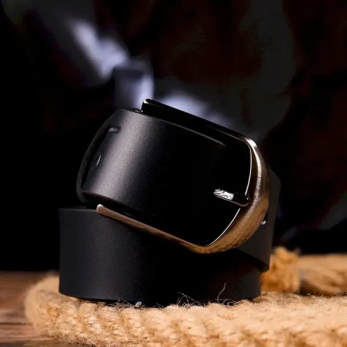 Добротний чоловічий ремінь під штани з натуральної шкіри Grande Pelle 21453