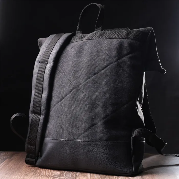 Добротний текстильний рюкзак для ноутбука із вставками еко-шкіри FABRA 22583 Чорний