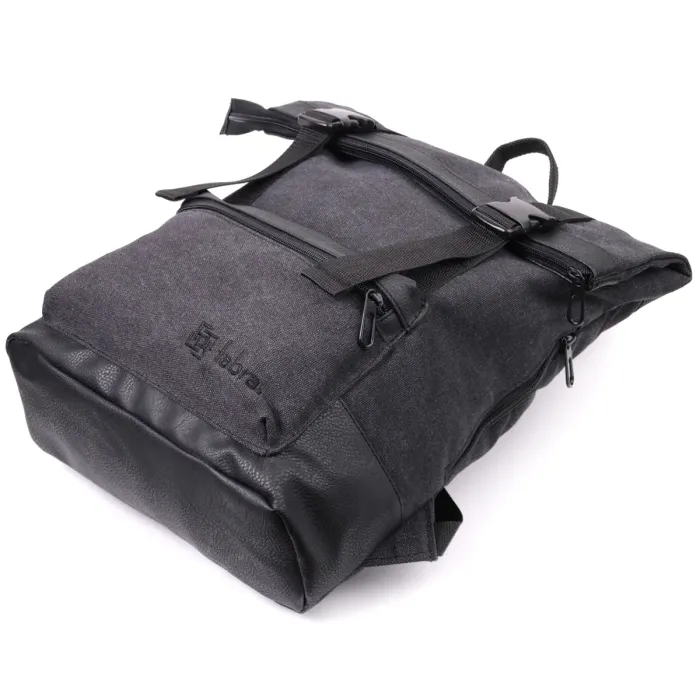 Добротний текстильний рюкзак для ноутбука із вставками еко-шкіри FABRA 22583 Чорний