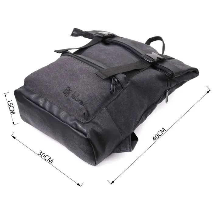 Добротний текстильний рюкзак для ноутбука із вставками еко-шкіри FABRA 22583 Чорний