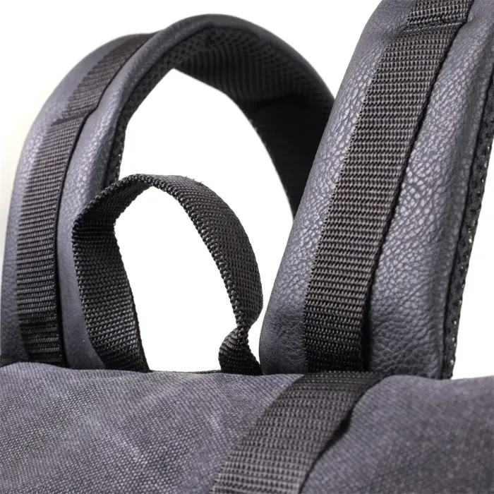 Добротний текстильний рюкзак для ноутбука із вставками еко-шкіри FABRA 22583 Чорний