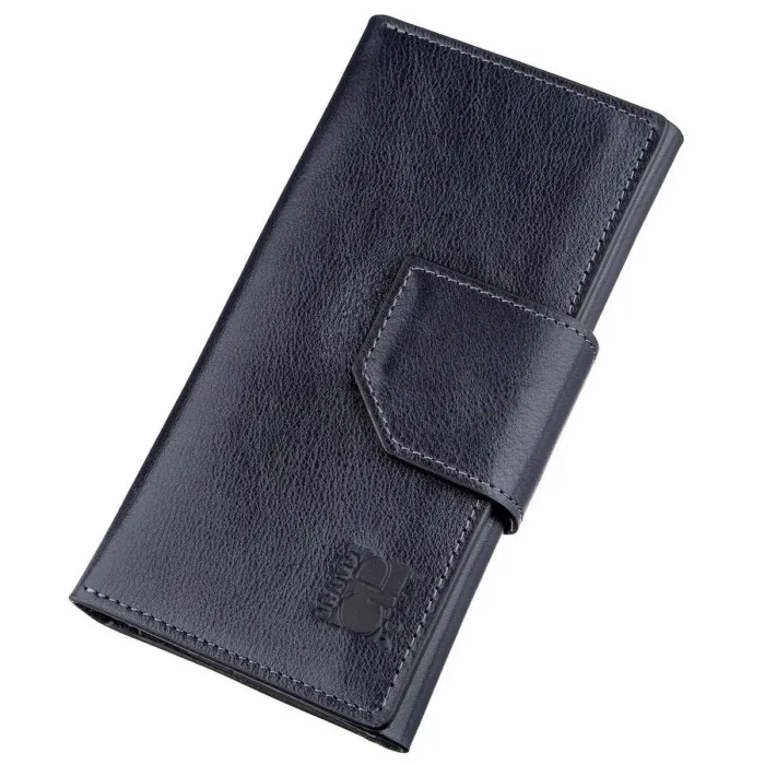 Добротний вертикальний клатч унісекс на хлястиці з магнітом GRANDE PELLE 11221 Синій